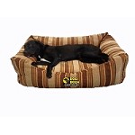 Large 40" Heavy Duty Dog Bed Lounger Striped Fabric With Inner Cushion